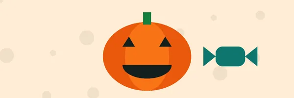 Illustration: a jack-o'-lantern and a candy